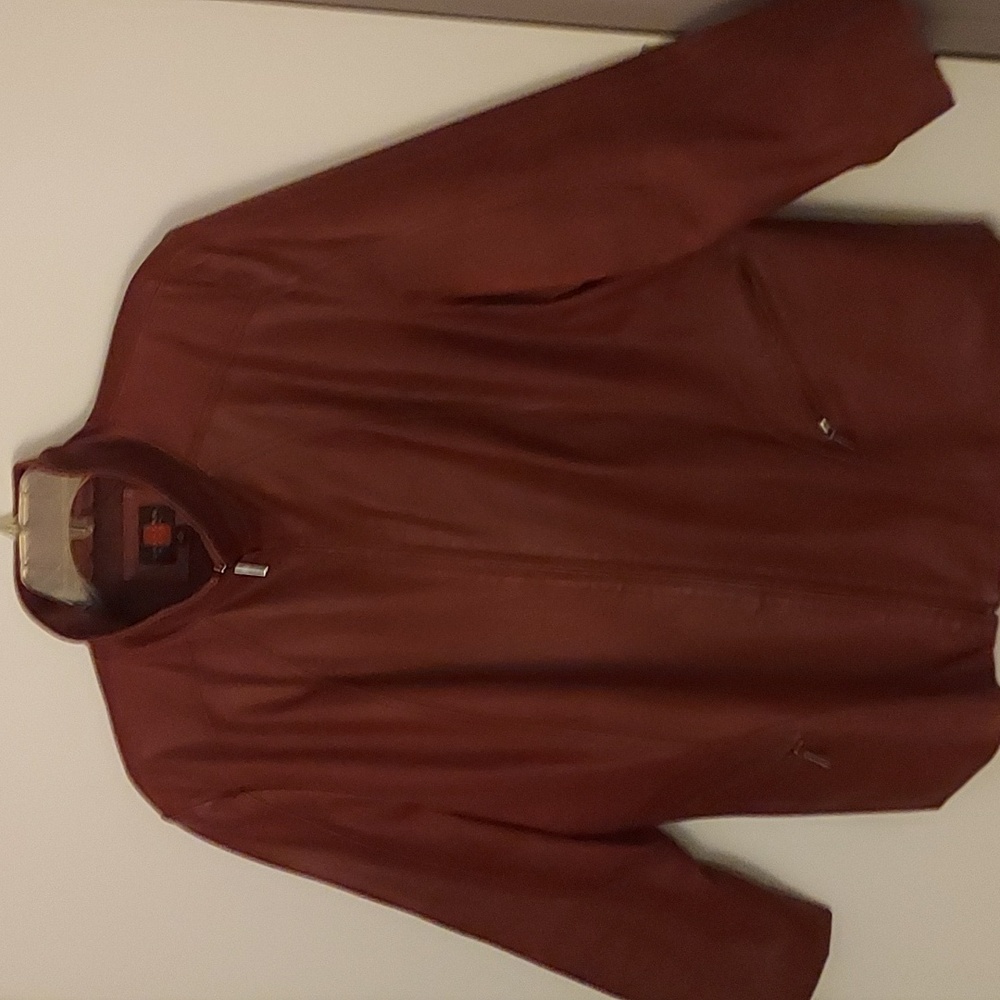 VTG Genuine Leather Woman's Zip Jacket, 2x, Red Classic